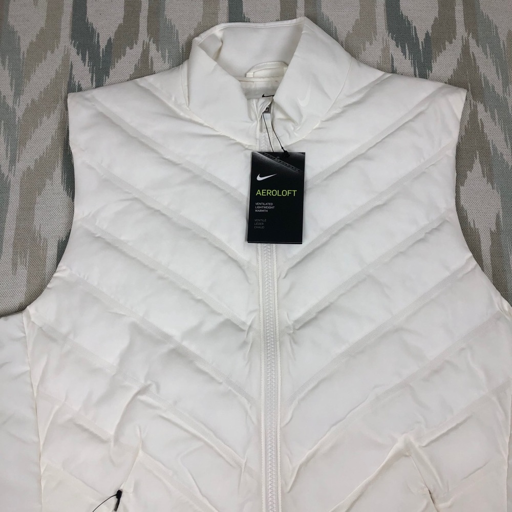 Nike Aeroloft Repel Golf Gilet Womens Full Zip Vest White Top Size L AV3706-133 - Picture 3 of 11